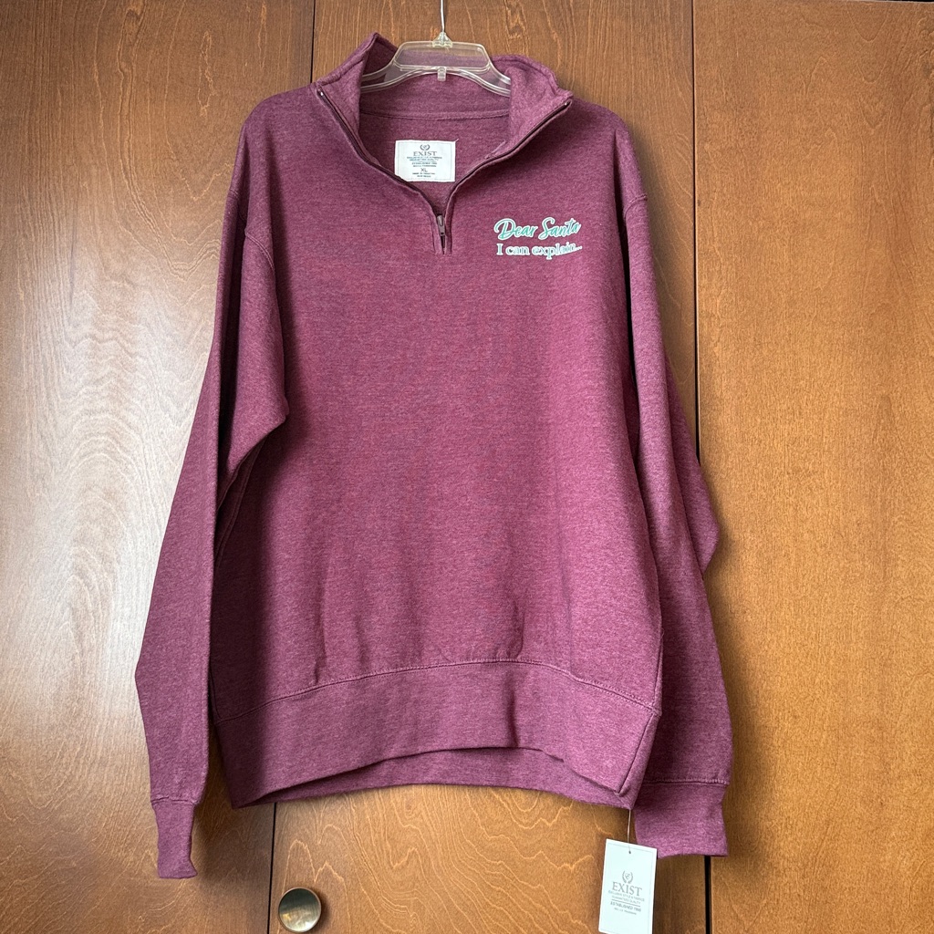 Exist Brand Xl Unisex Burgandy Merlot Holiday Sweatshirt Ret $49.95 Unisex